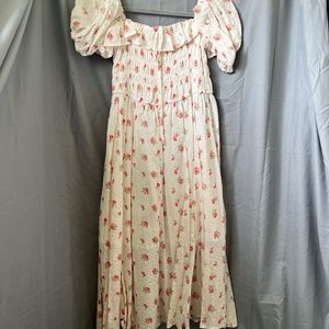 White Floral Peasant Dress
